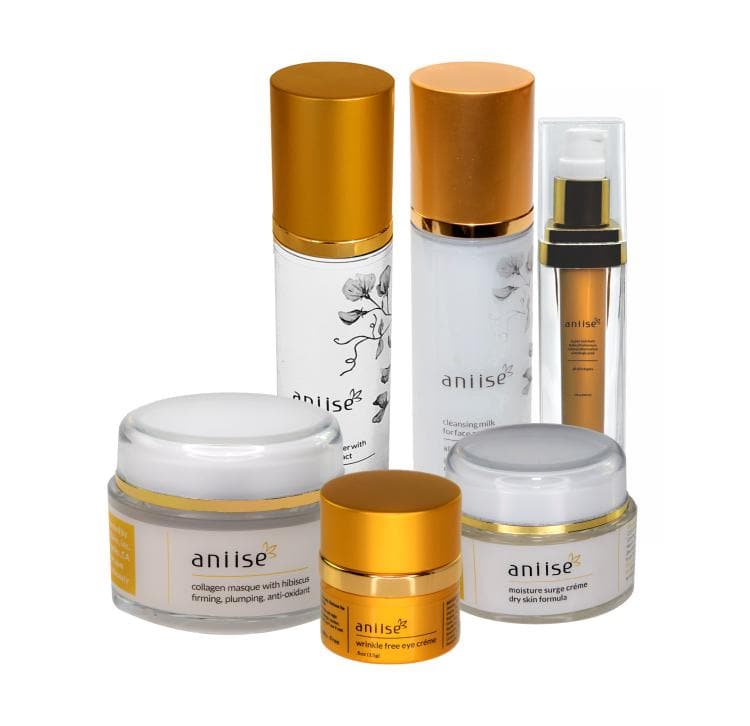 Aniise complete skincare set for women in their 40s — bakuchiol serum collagen mask and moisturizer, paraben-free made in USA