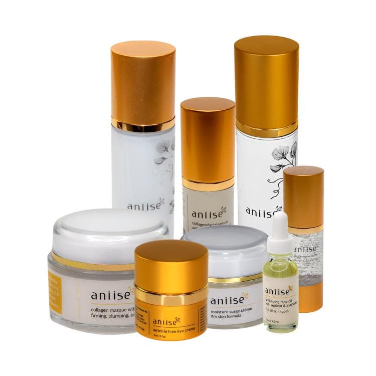 Aniise complete skincare routine for women in their 50s — anti-aging collagen serum moisturizer and mask set, cruelty-free made in USA