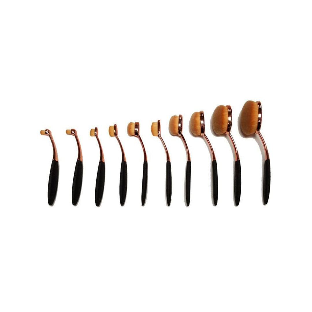 Synthetic Oval Makeup Brush Set - 10 Piece - Aniise